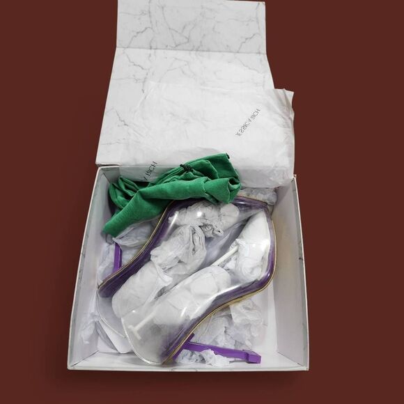 Jessica Rich Women So Fancy Tall Pump Clear Pointed Toe heel Orange Sz  10 - Picture 2 of 6